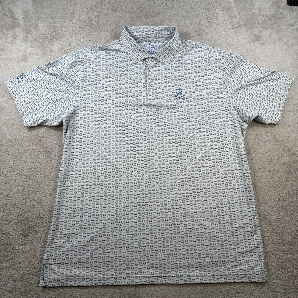 Rhoback Polo Shirt Mens 2XL White Barstool Sports Golf Cart Performance Stretch